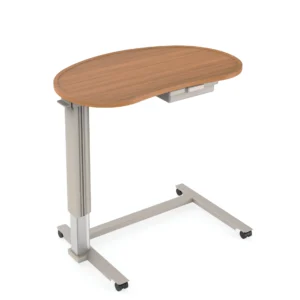 Jellybean Shaped Top Overbed Table With Vanity Drawer