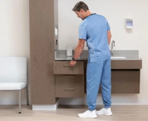 Forge Casework With Satisse Patient Chair and Armless Guest Chair