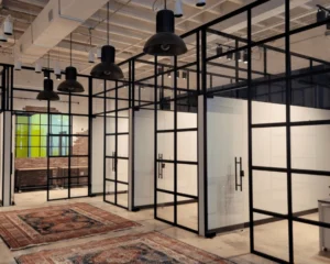Modern Black Demountable Glass Partitions