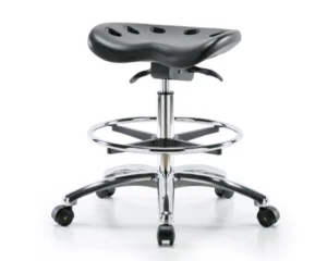 Polyurethane ESD Tractor Sit-Stand Stool Chrome – Medium Bench Height with Foot Ring